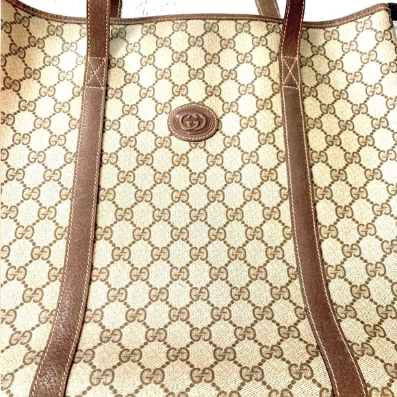 GUCCI GORGEOUS RARE GG LG TOTE BAG MADE IN ITALY EXCELLENT CONDITION ZIPPER TOP - Picture 2 of 10